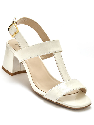 Sandales cuir à talon - Pédiconfort - Vernis blanc