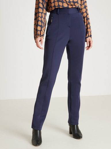 Pantalon élastiqué dos maille satinée - Daxon - Marine