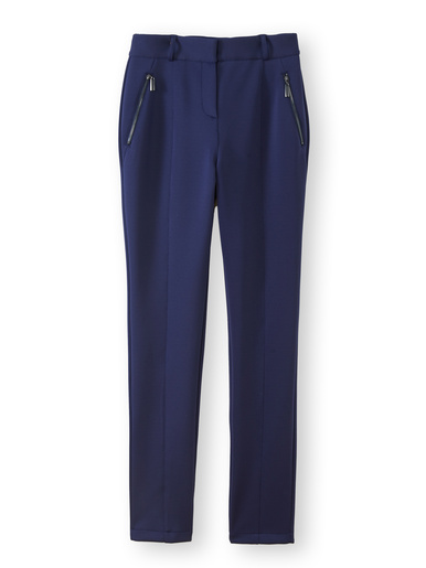 Pantalon élastiqué dos maille satinée - Daxon - Marine