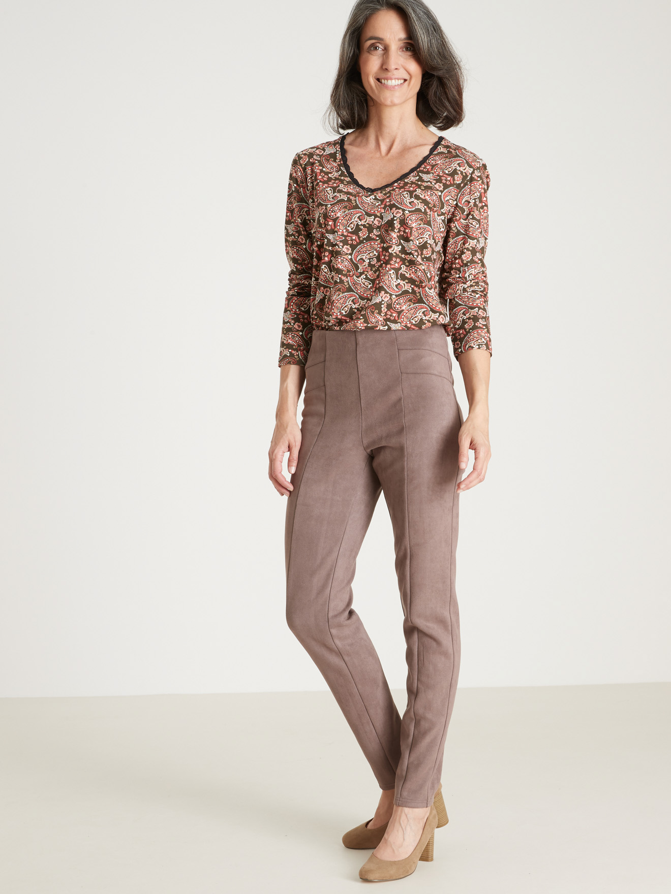 Legging en maille suédine - Daxon - Taupe