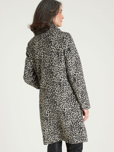 Manteau zippé tout doublé - Daxon - Imprimé peau de bête fond gris