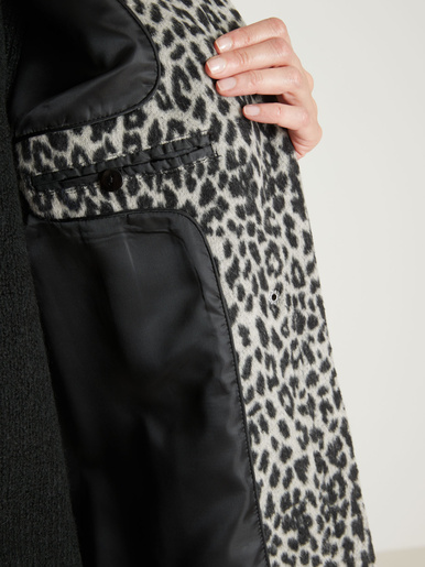 Manteau zippé tout doublé - Daxon - Imprimé peau de bête fond gris