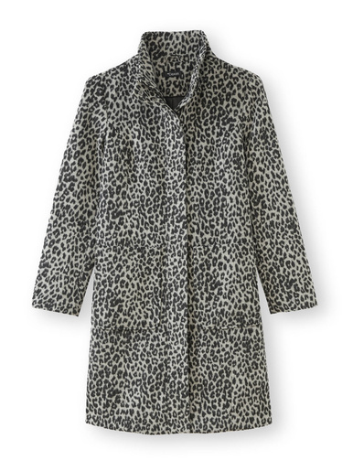 Manteau zippé tout doublé - Daxon - Imprimé peau de bête fond gris