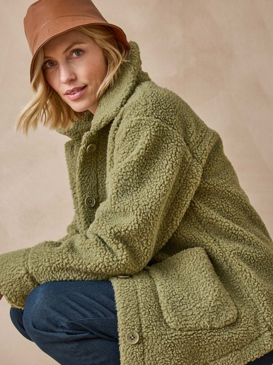 Veste chaude en maille moutonnée - Daxon - Kaki