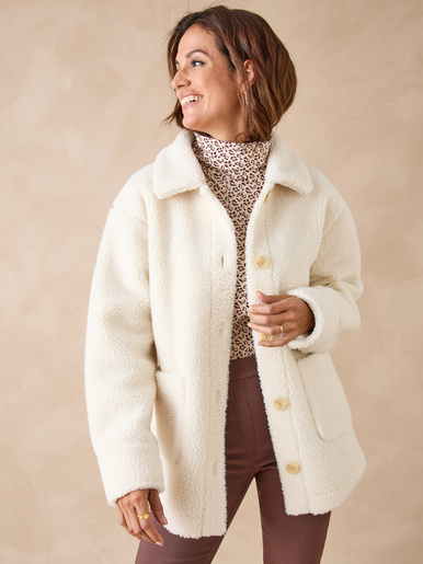 Veste chaude en maille moutonnée - Daxon - Ecru