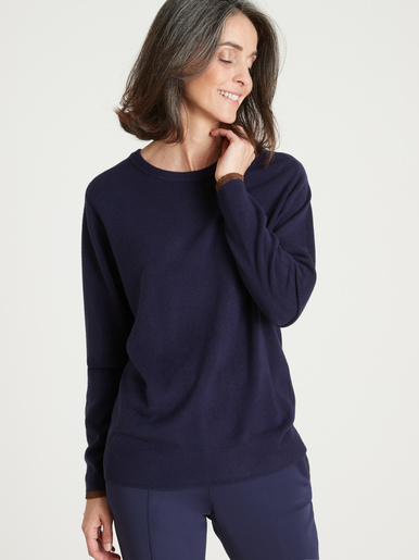 Pull col rond maille douce - Daxon - Bleu marine
