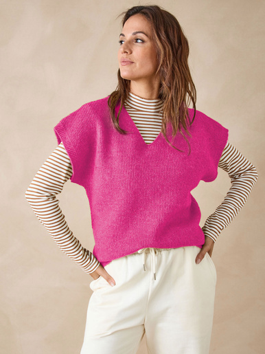 Pull sans manches avec laine - Daxon - Fuchsia