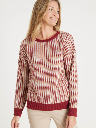 Pull jacquard encolure ronde - Daxon - Jacquard multicolore