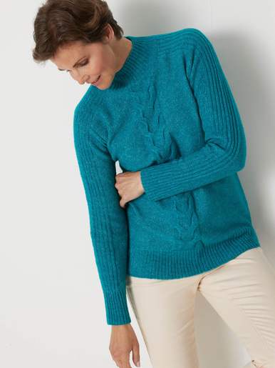 Pull col montant en jersey envers - Daxon - Turquoise