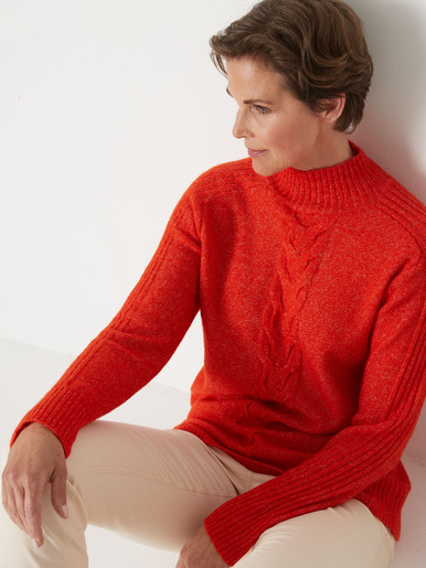 Pull col montant en jersey envers - Daxon - Orange