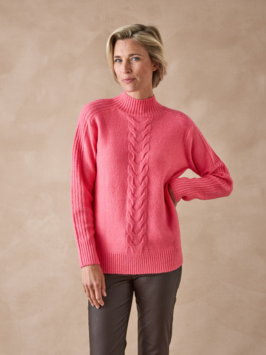 Pull col montant en jersey envers - Daxon - Fucshia