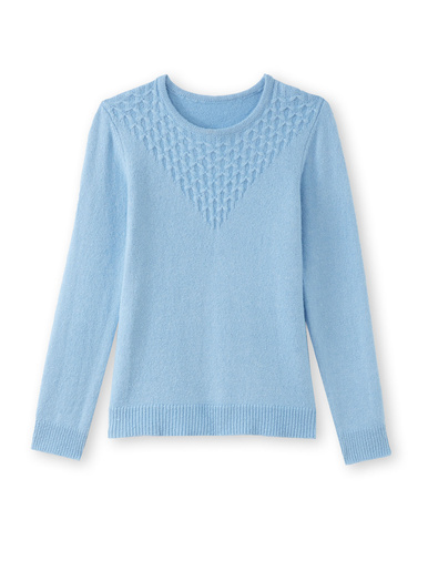 Pull avec jeu de maille pointelle