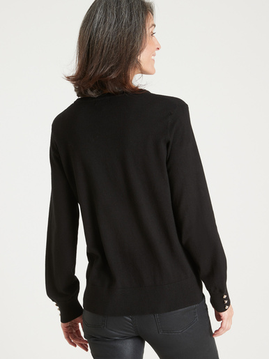 Pull boutons-bijoux aux manches