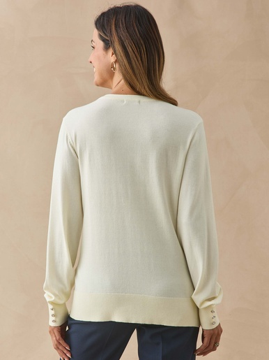 Pull boutons-bijoux aux manches