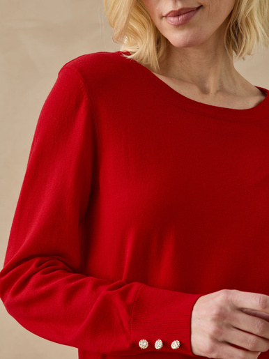Pull boutons-bijoux aux manches