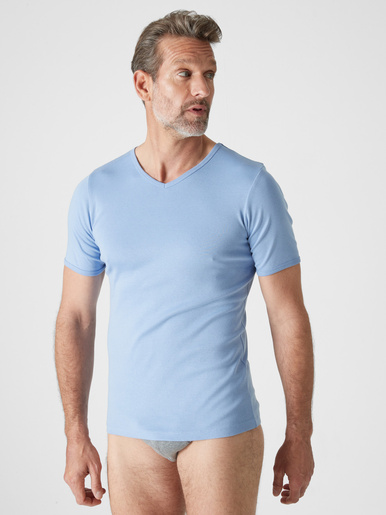 Lot de 3 maillots de corps col V - Daxon - Bleu clair + bleu foncé + blanc