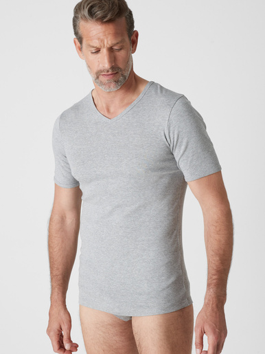 Lot de 3 maillots de corps col V - Daxon - Gris chiné