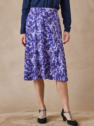 Jupe évasée en maille douce - Daxon - Imprimé tachiste violet