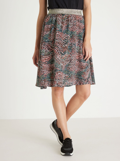 Jupe courte entièrement élastiquée - Daxon - Imprimé multicolore