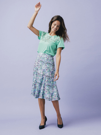 Tee-shirt coton à broderies ajourées