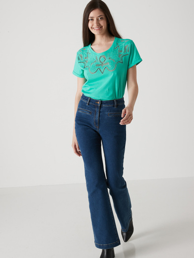 Tee-shirt coton à broderies ajourées