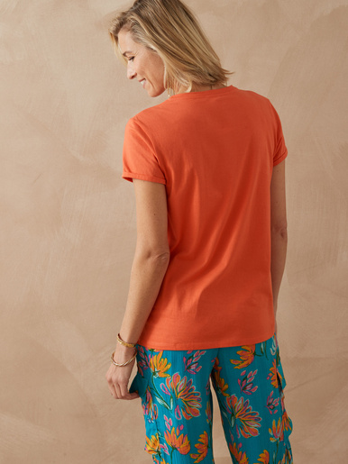 Tee-shirt coton à broderies ajourées