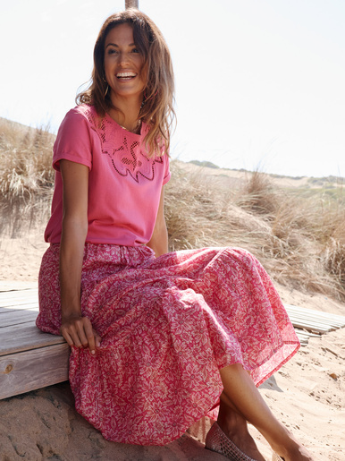 Tee-shirt coton à broderies ajourées