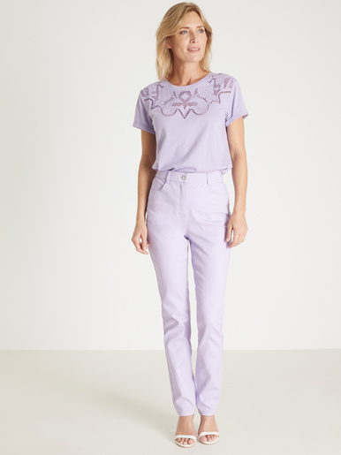 Tee-shirt coton à broderies ajourées