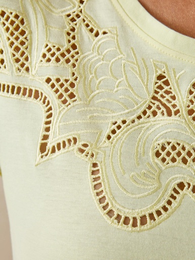 Tee-shirt coton à broderies ajourées