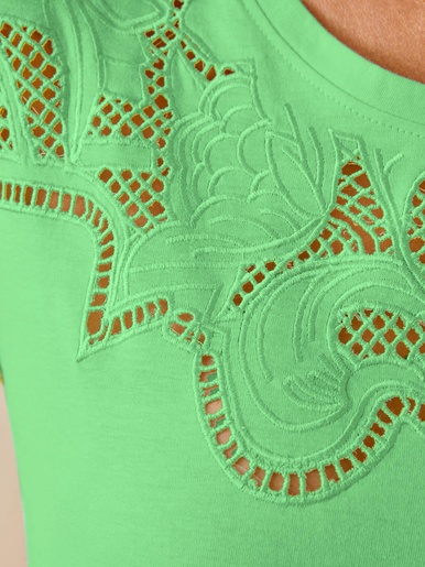 Tee-shirt coton à broderies ajourées