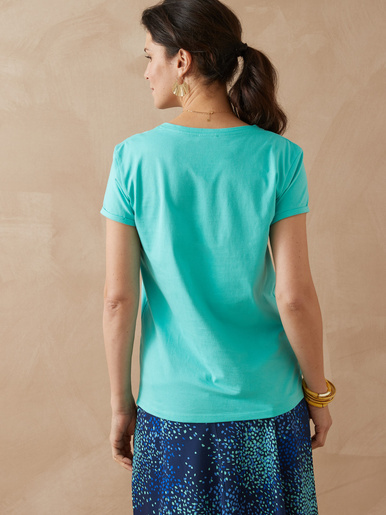 Tee-shirt coton à broderies ajourées