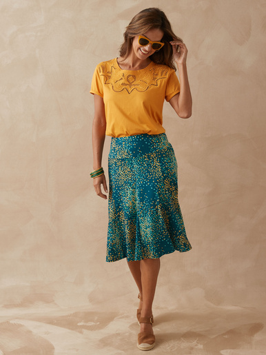 Tee-shirt coton à broderies ajourées