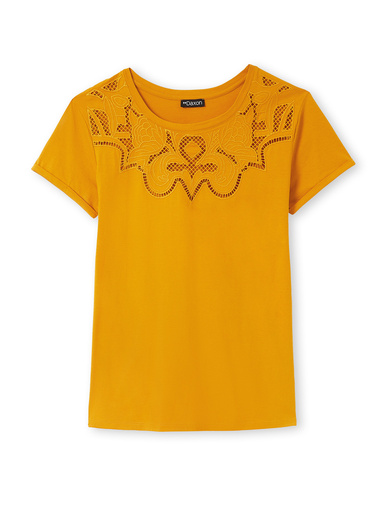 Tee-shirt coton à broderies ajourées