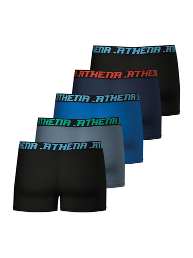 Lot de 5 boxers Eco Mode - Athéna - Noir-gris-bleu-marine-noir