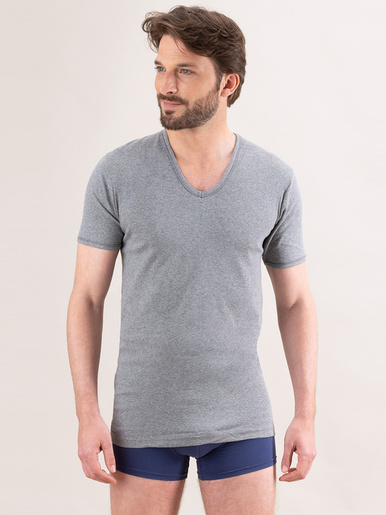 Lot de 2 maillots col V manches courtes - Eminence - Gris