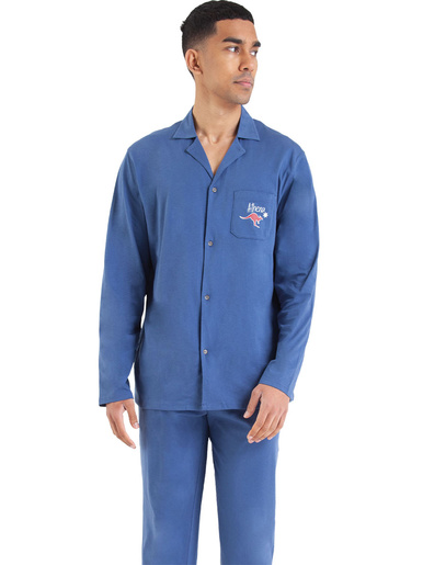 Pyjama boutonné Rayures - Athéna - Rayé marine-bleu-bleu
