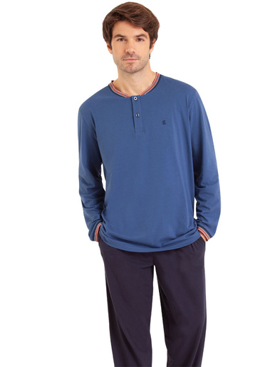 Pyjama en maille pur coton - Eminence - Gris bleu-marine