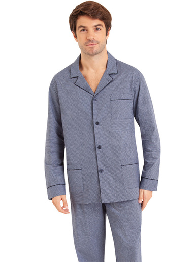 Pyjama en popeline pur coton - Eminence - Imprimé marine-imprimé marine