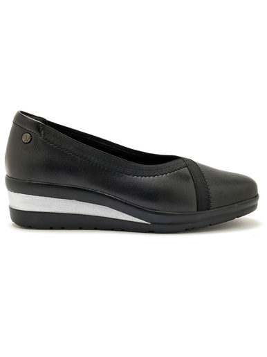 Ballerines tout cuir élastiquées