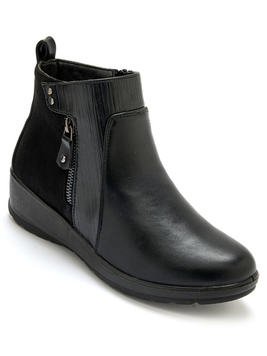 Boots fourrées compensées double zip - Pédiconfort - Noir