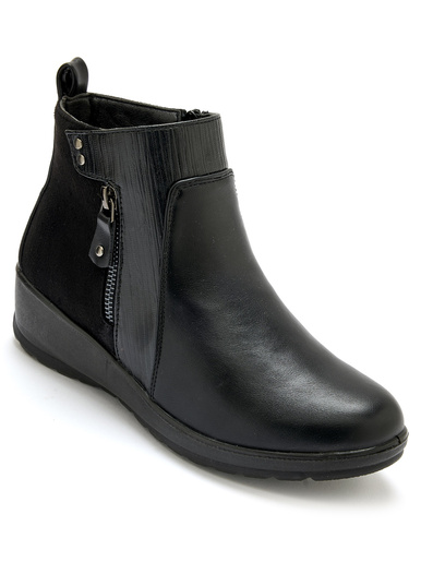Boots fourrées compensées double zip
