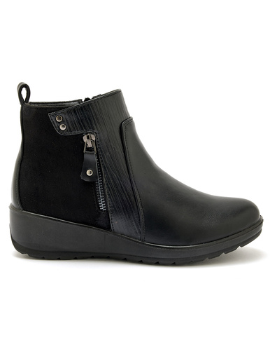 Boots fourrées compensées double zip