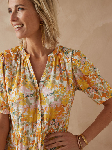 Robe longue à volants