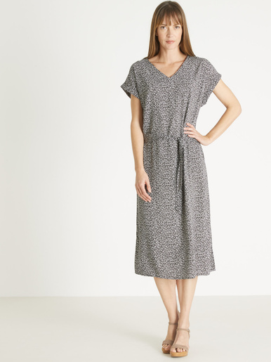 Robe fluide version longue - Daxon - Imprimé noir