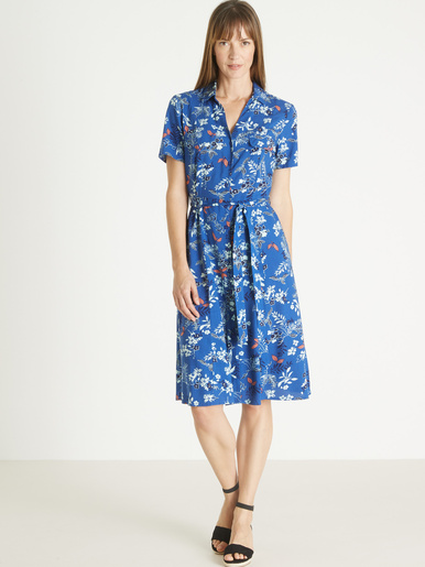 Robe chemisier toute boutonnée - Daxon - Bleu