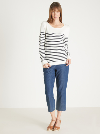 Pull marinière col rond