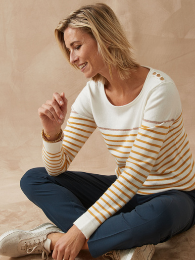 Pull marinière col rond