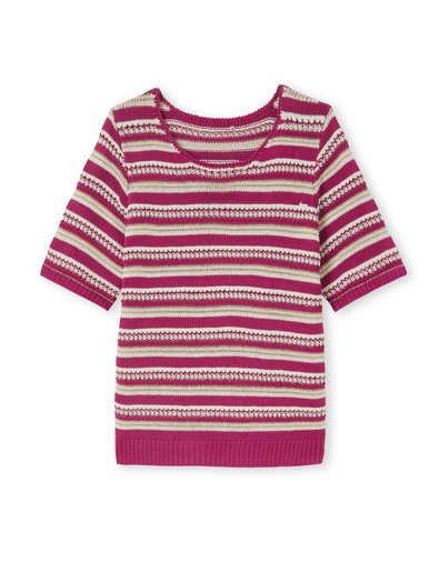 Pull en maille ruban brillante - Daxon - Rayé rose