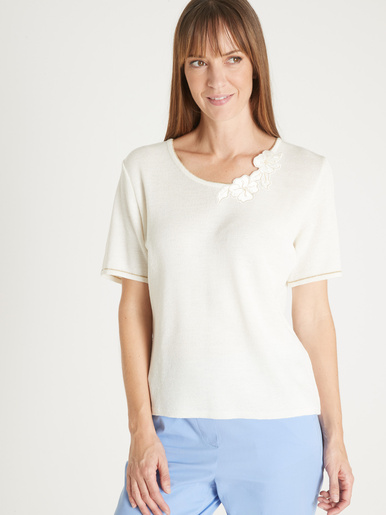 Pull raffiné avec broderies - Daxon - Ecru