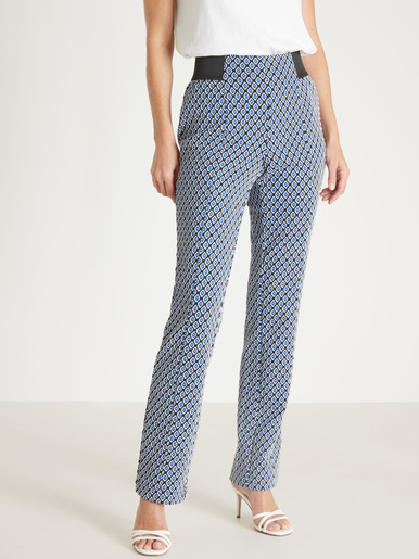 Pantalon élastiqué en maille milano - Daxon - Bleu